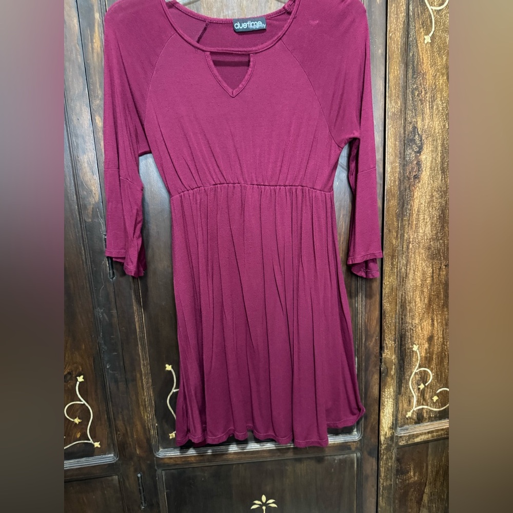 Duo time Maternity Red Sundress with Dolman Sleeves and Crew Neck